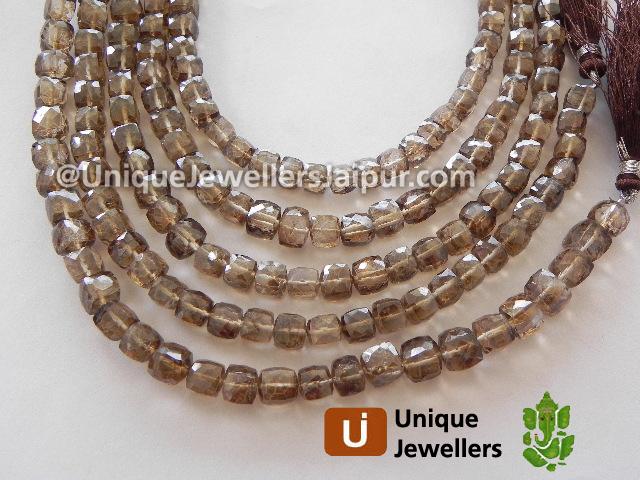 Chocolate Quartz Faceted Cube Beads